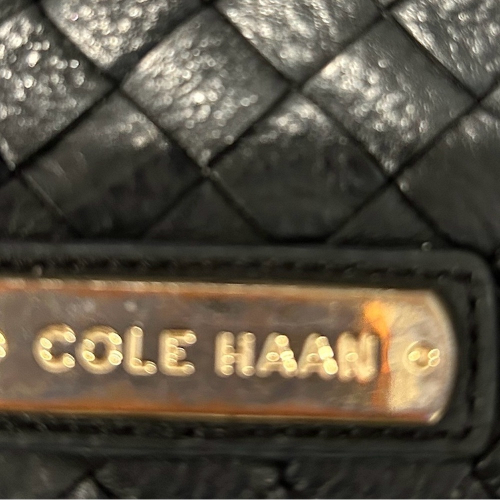 Cole Haan Black Leather Crossbody with Gold Chain - Picture 8 of 12